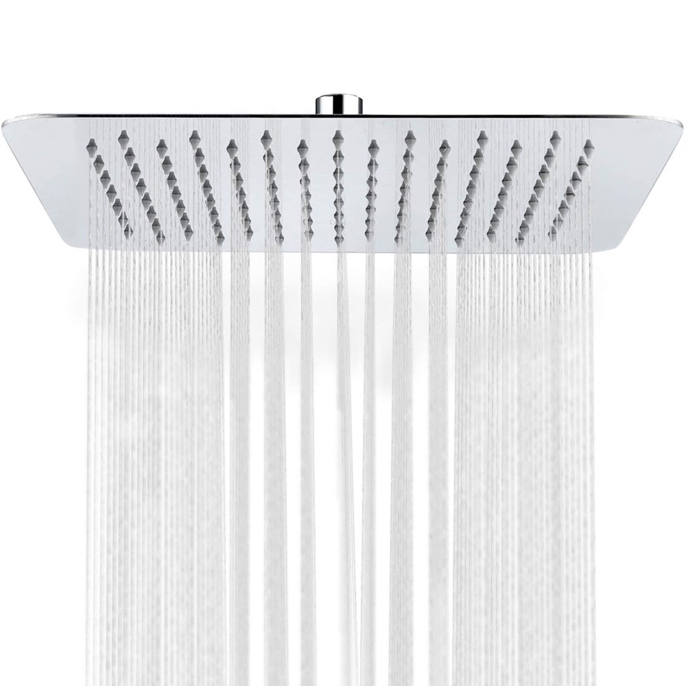 Luxury Square Stainless Steel Polished Chrome Rainfall Shower Head